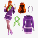 Morph Purple Women's Mystery Solving Detective Costume With Wig 70s Cartoon Character Costumes For Women Detective With Wig XXL