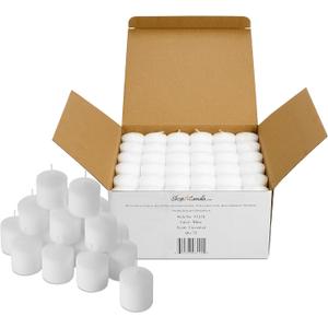 Bulk Pack of 72 White Votive Candles - Box of 72 Unscented Bulk Candles - 15 Hour Burn Time - for Weddings, Restaurants, Parties, Spa and Decorations.