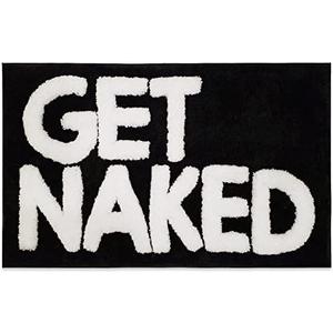 New Mungo Get Naked Bath Mat - Black Cute Bathroom Rugs with White Letters for Apartment Decor - Funny Black - Get Naked Rug for Bathroom - 31" x 20"