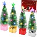 Mini Christmas Tree with Lights, 4 Pack Tabletop Christmas Tree with LED Lights for Indoor Christmas Decorations Holiday Party Ornagment, Christmas Centerpieces for Tables (4)