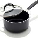 OXO 1.6QT Non-Stick Every Day Sauce Pan with Glass Lid, BPA-Free Comfort Grip Silicone Handle, Dishwasher & Oven Safe, PFAS-Free Ceramic Skillets, Sauce & Soup Chef Pot, Drip-Free, Black