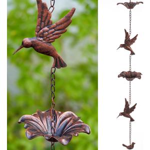 8.5FT Hummingbird Rain Chain, Rain Chains for Outside, Rainwater Catcher Chains, Outdoor Garden Yard Decor 8.5FT Hummingbird Rain Chain, Rain Chains for Outside, Rainwater Catcher Chains, Outdoor Garden Yard Decor