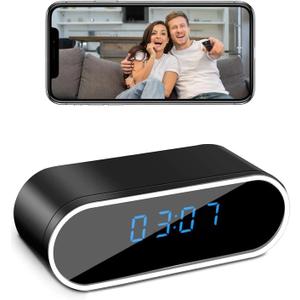 HD 1080P WiFi Hidden Camera Clock for Home, Wireless Spy Camera Office, Indoor Surveillance Nanny Cam with Motion Detection/Night Vision (standard size)