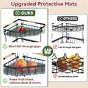 2 Tier Fruit Basket for Kitchen Counter - Detachable Metal Fruit Bowl with 2 Banana Hangers for Corner , Large Capacity Fruit Stand with Wooden Handle for Bread Fruit and Vegetable Storage