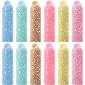 Chumia 12 Pcs Rainbow Glitter Tulle Rolls 6 Inch by 10 Yards 30 Feet glitter tulle Roll Fabric with Shiny Sequin Craft Fabric for Table Chair Bow Pet Tutu Skirt Sewing Wedding Birthday (Morandi Color)