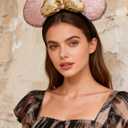 A Miaow 3D Black Mouse Sequin Ears Headband MM Glitter Butterfly Hair Clasp Park Supply Adults Women Girls Photo Accessory (Champagne and Golden) (Gold)