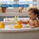 Tub Splash Guard for Kids,Bathtub Water Guard Play Shelf for Bathing, Toy Tray Caddy Holder for Tub, Silicone Splash Guard for Bathtub Prevent Water Spills in Bathroom (2.6FT, White)
