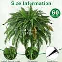 2PCS 45in Fake Ferns- Large Artificial Plants Outdoor, UV Resistant Artificial Ferns for Outdoors, 60 Branches Faux Boston Fern Realistic Weatherproof Fake Plants for Porch Home Patio Hanging Decor