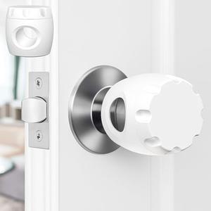 Child Proof Door Knob Covers (4 Pack), Dual-Lock Baby Safety Locks for Toddlers, Easy Install, Durable & Non-Toxic, Fits Standard Round Knobs