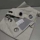 BGment 100% Blackout Curtains for Bedroom/Living Room- 84 Inch Long Linen Textured Thermal Insulated Total Light Blocking Bronze Grommet Window Drapes for Farmhouse, 2 Panels, 52 x 84 Inch, Tan (Natural)