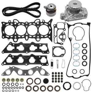 HS26236PT Head Gasket Timing Belt Set with Water Pump Compatible with Honda Civic LX DX EX HX 1.7L D1A71 D17A2 D17A6 2001-2005, Replace HS26236PT-2, HS4034, TCK312