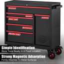 3 x 12 PCS Magnetic Tool Box Labels, Toolbox Labels Magnetic, General Tool Box Organize Accessories, Reusable Tags for Steel Toolboxes, Carts, Drawers, Cabinets & Workshop Storage (Black)
