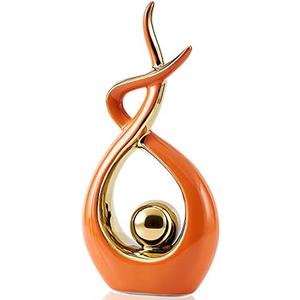 FJS Home Decor Modern Art Ceramic Statue, Orange Coffee Table Decor, Hous Decorations for Living Room Dining Room Table Centerpiece Bookshelf (12.2" H)