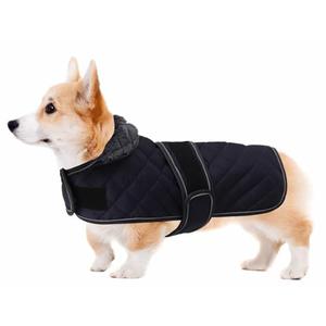 Geyecete Corgi Sweater for Dogs Warm Thermal Quilted Corgi Coat,Dog Winter Coat with Warm Fleece Lining,Outdoor Corgi Clothes Dog Apparel Navy-S