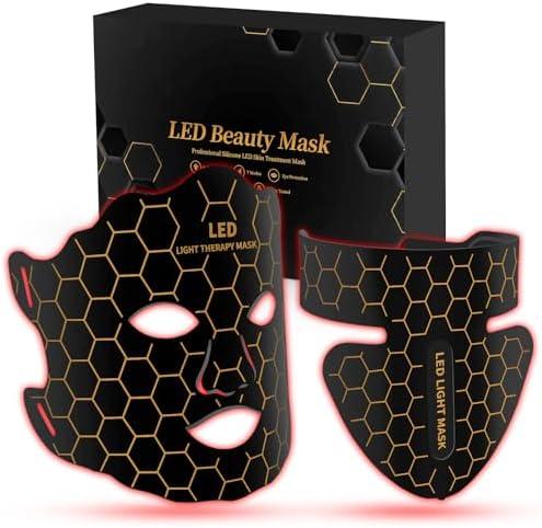 Yahi Red Light Therapy for Face, Led Face Mask Light Therapy, 7 Colors LED Face & Neck Mask Light Therapy At Home, Black