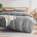 Sonive Twin/Twin XL Duvet Cover Set, Jersey Knit 3 Pieces Bedding Comforter Sets 1 Duvet Cover with 2 Pillow Shams, Breathable Comforter Cover wiht 8 Corner Ties, Super Soft Duvet Cover Gray