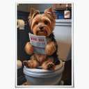 Bathroom Wall Decor Art Funny Silky Terrier Dog in Toilet Reading Newspaper Canvas Print Poster Pet Lover Gift Home Dog Theme Room Aesthetics Humorous Animal pictures 24x36inch Unframed (style-1-Unframed)