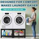 Royxen Washer and Dryer Pedestals with Drawer,29" W x 29" D x 19.5" H Metal Heavy Duty Laundry Pedestal, Universal Washing Machine Stand for Basket Shelf, 850lbs Capacity,Black