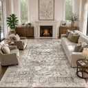 9x12 Area Rug for Living Room, Washable, Traditional, Distressed Brown