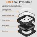 Amizee Metal Case Compatible with Apple Watch SE 3/2/1 Series 6/5/4 44mm Case with Built-in Screen Protector, Straight Edge Ultra Thin with Back Cover Protective Cover for iWatch 44mm, Black