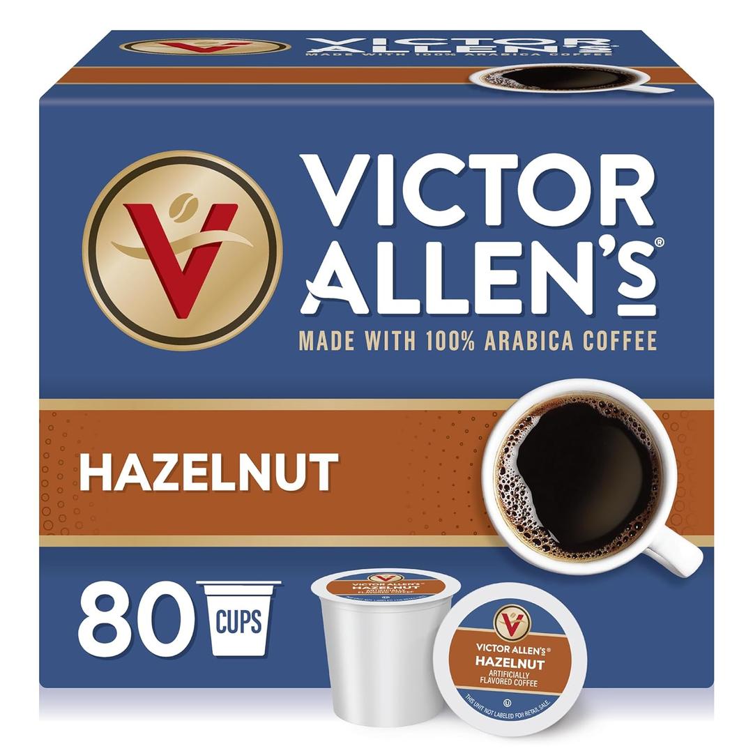 2 x Victor Allen's Coffee Hazelnut Flavored, Medium Roast, 80 Count, Single Serve Coffee Pods for Keurig K-Cup Brewers