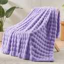 NEWCOSPLAY Faux Fur Throw Blanket Lavender Bubble Blanket Thick Warm Soft for Couch Sofa Bed 550GSM (Lavender, Throw(50"x60"))