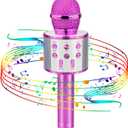 Viposoon Popular Toys for 4-12 Year Old Girls, Wireless Bluetooth Microphone for Kids Music Toy for 5-11 Year Old Kids Girl Party Gift Age 4-12 Girl (Pink)