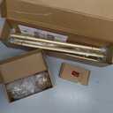 Curtain Rods for Windows 48 to 84 Inch, USFOOK 7/8 inch Luxury Gold Curtain Rod 32 to 86 Inch, Telescoping Splicing Drapery Rods with Decorative Translucent Finials