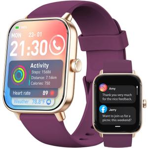 Smart Watch for Women,1.85 inch AMOLED Touchscreen for Android & iPhone Alexa Built-in Bluetooth Calls,Fitness Watch 110+ Sport Modes Heart Rate/Sp02/Sleep/Calories Monitor IP68 Waterproof