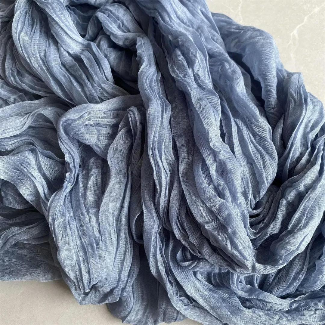 Chiffon Table Runne Wedding Runner Cheesecloth Terracotta Gauze Tablecloth Burnt Orange Boho Rustic Decorations for Decor Shower Holiday Party (26 Blue Grey Other 90x400cm)