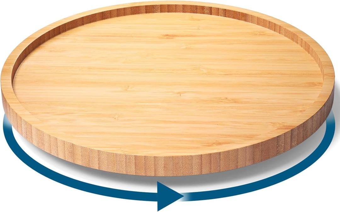 Lazy Susan Organizer for Kitchen,Bamboo Turntable for Cabinet,Pantry,Vanity,MiddleNatural (9.8in)