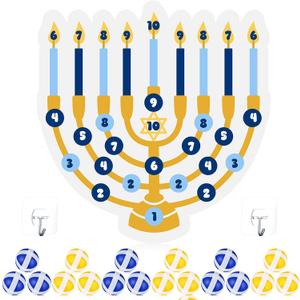 Hanukkah Party Games Party Decorations 26 x 25 Menorah Dart Board with 18 Sticky Balls Hanukkah Activities Chanukah Gifts Chanukah Favors