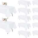12 Pack White Tablecloth 60 x 102 Inch Rectangular Table Cloth for 6 Foot Rectangle Tables, Wrinkle Resistant Washable Polyester Fabric Table Covers for Wedding Party Banquet Buffet and Camping