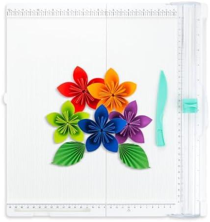 12x12 Inch Scoring Board Paper Trimmer, Folding Scoring Board with Paper Folding Scoring Tool for Card Making, Envelopes, Coupons, and Photos, Make Scrapbook