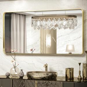 TokeShimi Bathroom Vanity Mirror 48 x 24 Inch Gold Metal Frame Round Corner Rectangular for Home Decor Living Room Entryway (Horizontal/Vertical)