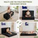 MAXYOYO Folding Sofa Couch Bed, 6 Inch Tri-Fold Floor Sofa Bed, Folding Mattress with Handles, Soft Faux Fur Folding Bed with Supportive Foam Filling, Portable Couch for Living Room, Queen, Black