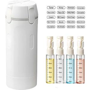 4 in 1 Travel Dispenser Bottle, Press to Dispense 30ML Refillable Container | Travel Bottles for Toiletries with Labels, Leakproof TSA Carry On Size Pump Bottles for Shampoo, Lotion, Conditioner & Cream