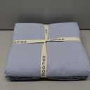 MooMee Bedding Duvet SheetSet 100% Washed Cotton Linen Like Textured Breathable Durable Soft Comfy Blue, Size Queen