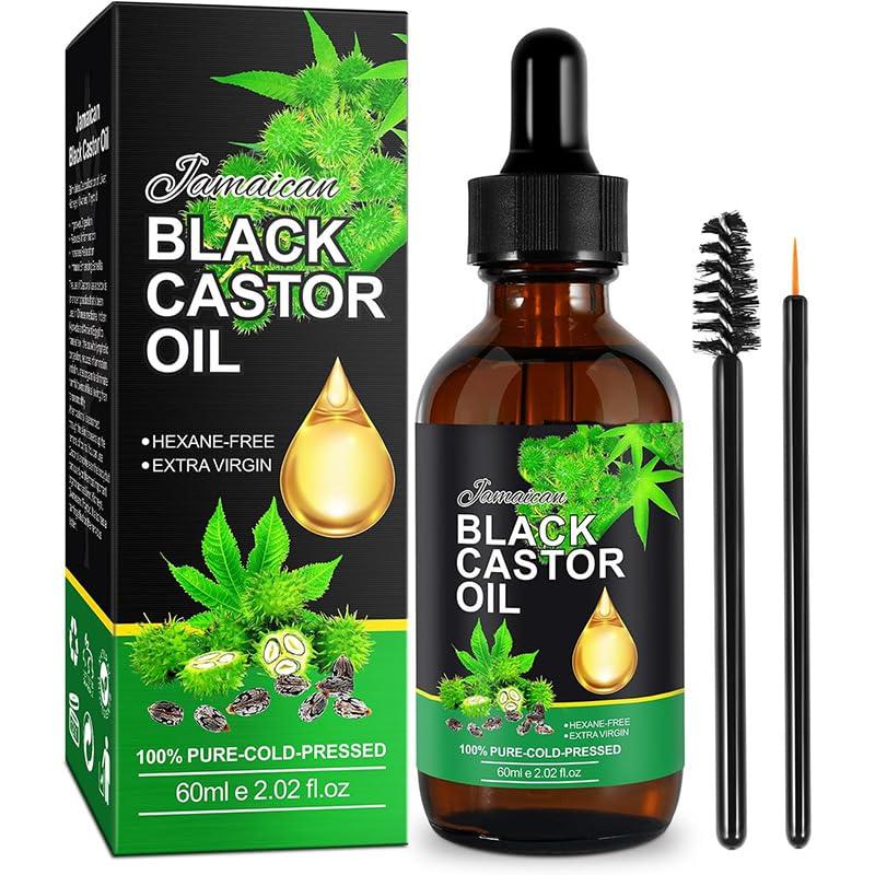 Jamaican Black Castor Oil, 100% Natural & Pure Cold Pressed Oils for hair growth, Eyelashes and Eyebrows, Castor Oil Organic