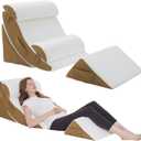 Wedge Pillow Set for After Surgery 5PCS Orthopedic Bed Wedge Pillow Set for Sleeping, Body, Back and Leg Pain Relief Comfortable & Adjustable Support Pillows-Anti Snoring (Coffee)