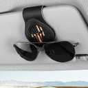 AJLOTMO Sunglasses Holder for Car, Leather Glasses Frame, Eyeglass Hanger Card Clip for Car Sun Visor,Sunglasses Holder for Universal Car Visor(American Flag Skull A)