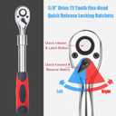 3/8" Drive Ratchet Retractable Socket Wrench,72-Tooth Extendable Ratchet Wrench,With Quick Release Locking,Soft-Grip with Reversible Switch