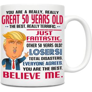 50th Birthday Gifts for Women Men - Funny 1975 Turning 50 Year Old Birthday Gift Ideas for Him, Her, Wife, Husband, Mom, Dad, Sister, Aunt, Best Friends, BFF, Coworkers, 11 oz Tea Cup Coffee Mug