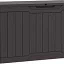 YITAHOME 100 Gallon Outdoor Storage Box, Large Water Resistant Resin Deck Box, Indoor Outdoor Lockable Storage Container for Patio, Garden, Cushions, Tools, Equipment (Dark Brown)