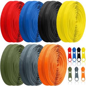 Syhood 35 Yards 7 Pcs Sewing Zippers #5 Nylon Assorted Coil Zipper Tapes with 70 Sliders Sewing Craft Supplies Gifts for Women Men(Mondrian Color)