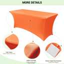 Obstal 6 Pack Stretch Spandex Table Covers for 6 Foot Tables - 6 FT Universal Rectangular Fitted Tablecloth Protector for Wedding, Banquet, Party, 72 Length x 30 Width x 30 Height Inches, Orange