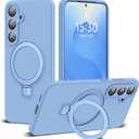 Designed for Samsung Galaxy S25 Plus 6.7'' with Magnetic Ring Stand[Compatible with Mag-Safe][Military-Grade Protection] Slim Liquid Silicone S25 Plus Phone Case for Men Wowen,Blue