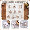 Eaasty 30 Pack Easter Bunny Sticky Notes Polka Dot Rabbit Memo Pad Self-Adhesive Easter Striped Checkered Notepad for Classroom Student Office Spring Gifts Party Favors