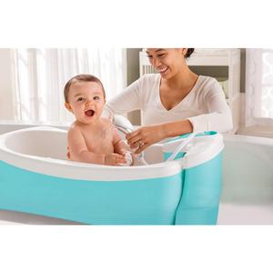 Summer Infant Lil Luxuries Whirlpool Bubbling Spa & Shower (Blue) Luxurious Baby Bathtub with Circulating Water Jets, 2 Piece Set (Pack of 1)