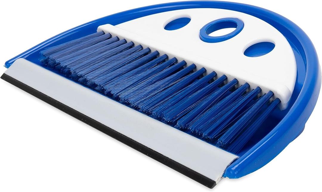 Camco Dust Pan with Whisk Broom-Whisk Broom Snaps into Dust Pan After Use|Hanger Hole for Convenient Storage|Excellent for Traveling,RVs,Campers Campsites,Dorm Rooms&More-(43945),Blue,1 Size